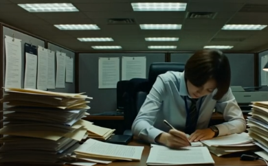 Old Way: Office stress and paperwork